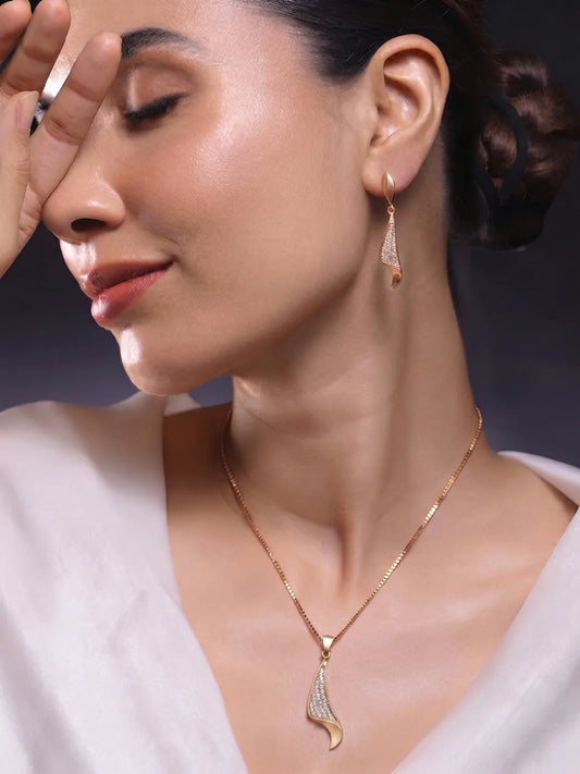 Regal Swoop Pendant Set Rose Gold Plated