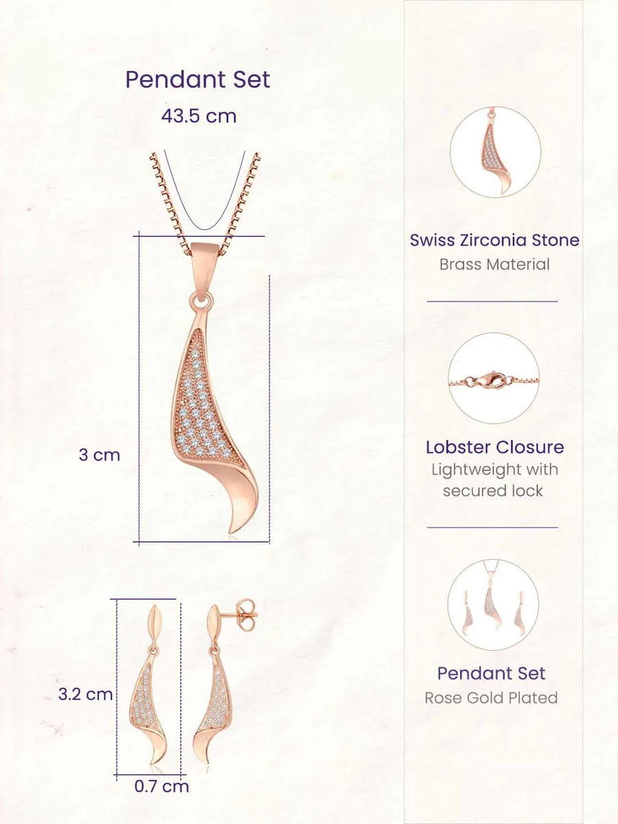 Regal Swoop Pendant Set Rose Gold Plated