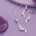 Regal Swoop Pendant Set Rhodium Plated