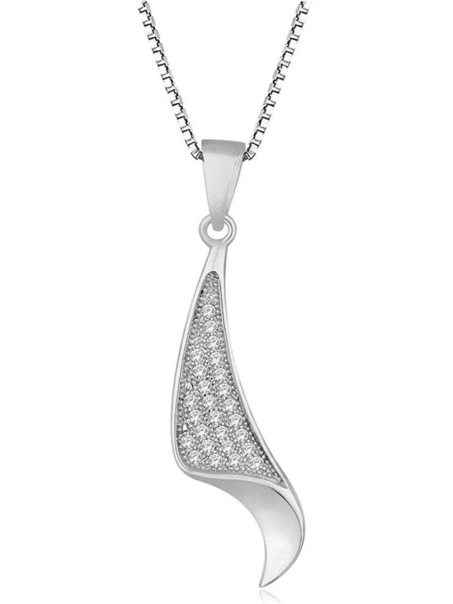 Regal Swoop Pendant Set Rhodium Plated