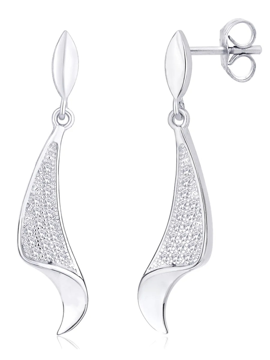 Regal Swoop Pendant Set Rhodium Plated