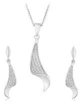 Regal Swoop Pendant Set Rhodium Plated