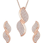 Glamour Leaf Pendant Set Rose Gold Plated