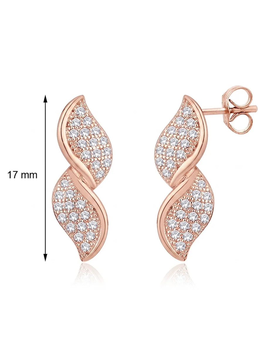 Glamour Leaf Pendant Set Rose Gold Plated