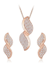 Glamour Leaf Pendant Set Rose Gold Plated