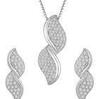 Glamour Leaf Pendant Set Rhodium Plated
