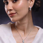 Glamour Leaf Pendant Set Rhodium Plated