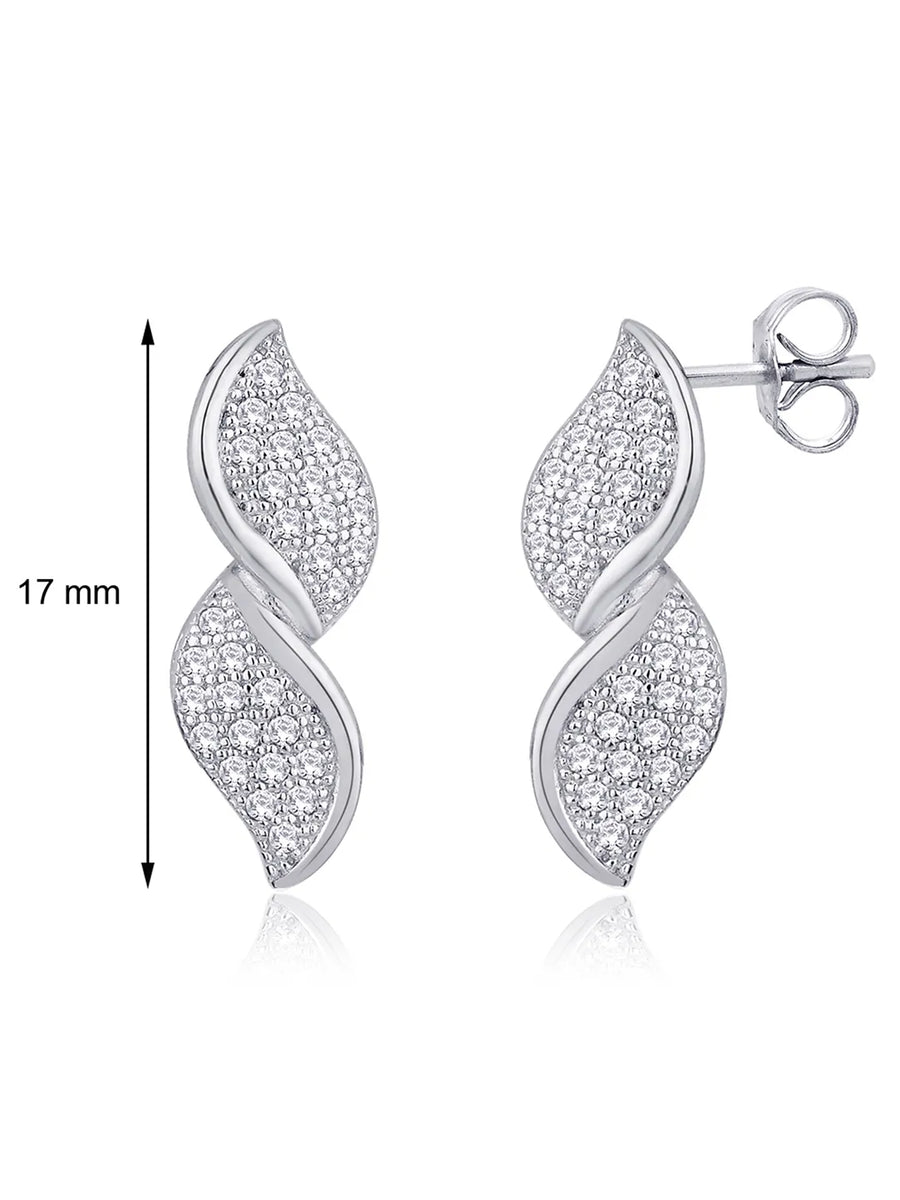 Glamour Leaf Pendant Set Rhodium Plated