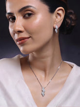 Glamour Leaf Pendant Set Rhodium Plated