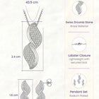 Glamour Leaf Pendant Set Rhodium Plated