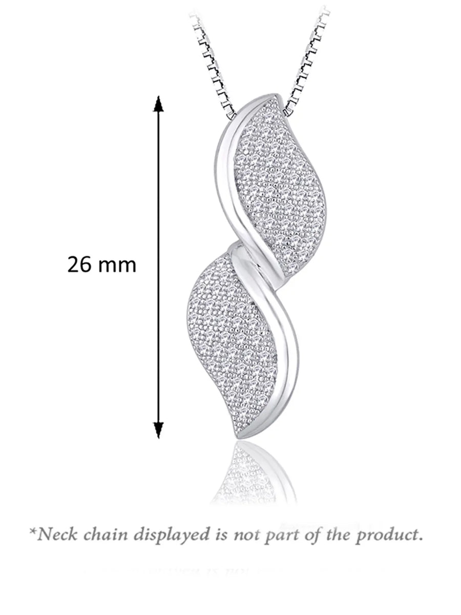 Glamour Leaf Pendant Set Rhodium Plated