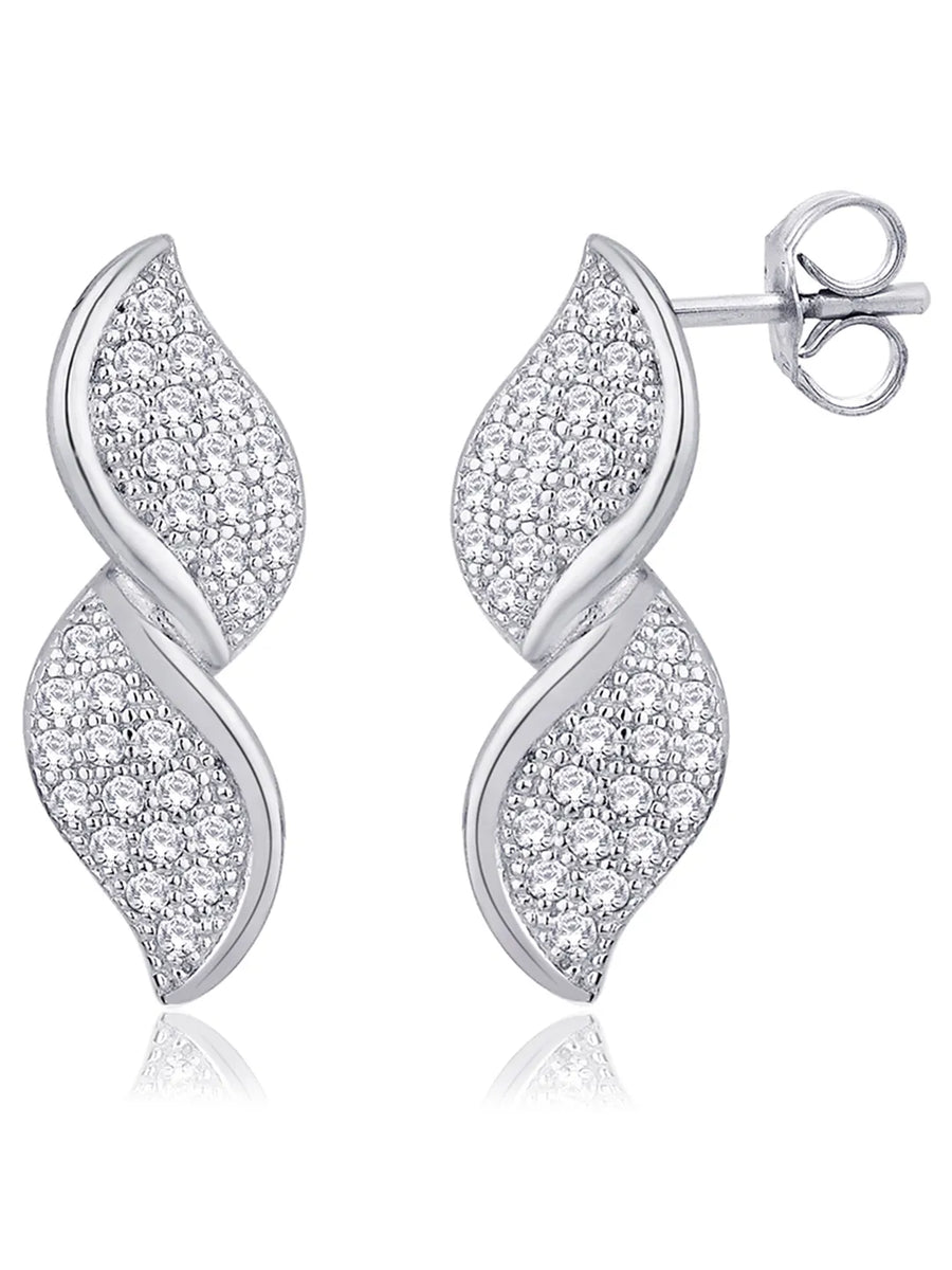 Glamour Leaf Pendant Set Rhodium Plated