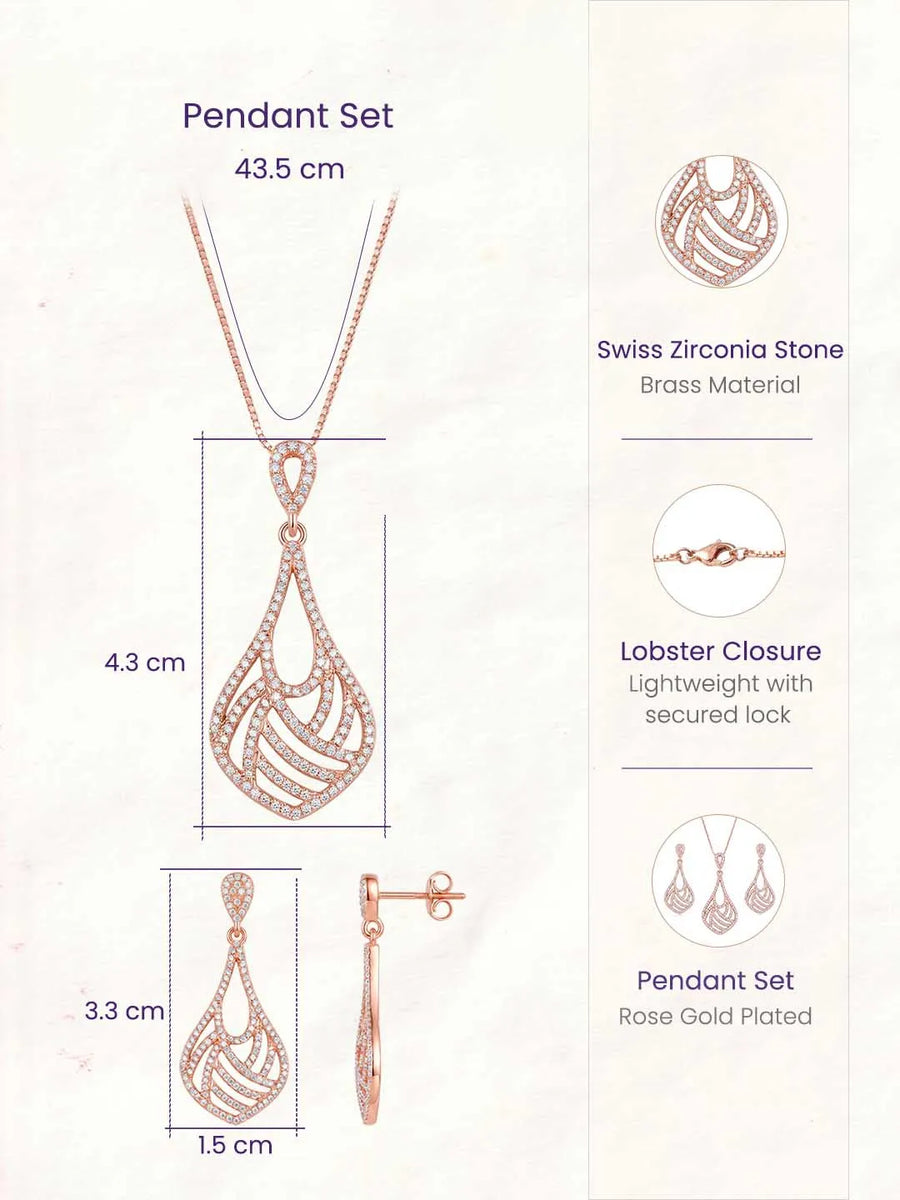 Signature Teardrop Pendant Set Rose Gold Plated
