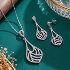 Signature Teardrop Pendant Set Rhodium Plated