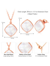 Petite Square Petals Rose Gold Mother of Pearl Pendant Set