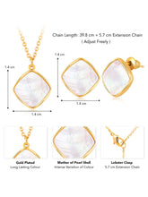 Petite Square Petals Rose Gold Mother of Pearl Pendant Set