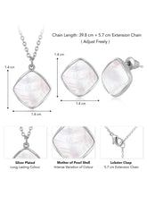 Petite Square Petals Rose Gold Mother of Pearl Pendant Set