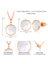 Graceful Round Shaped Rose Gold Mother of Pearl Pendant Set