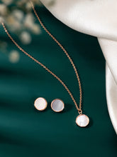 Graceful Round Shaped Rose Gold Mother of Pearl Pendant Set