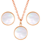 Graceful Round Shaped Rose Gold Mother of Pearl Pendant Set