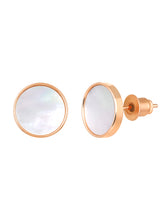 Graceful Round Shaped Rose Gold Mother of Pearl Pendant Set