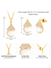 Cat Eye Style Charms Gold Plated Pendant Set