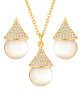 Cat Eye Style Charms Gold Plated Pendant Set