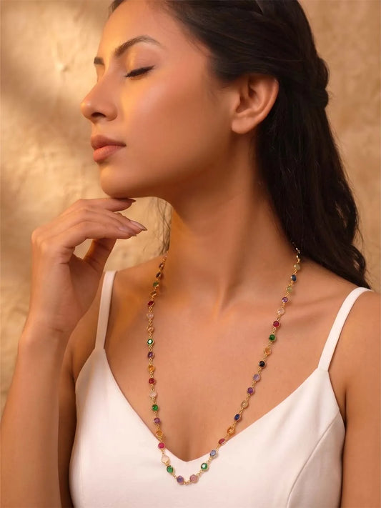 Peora Boho Rainbow Crystal Necklace