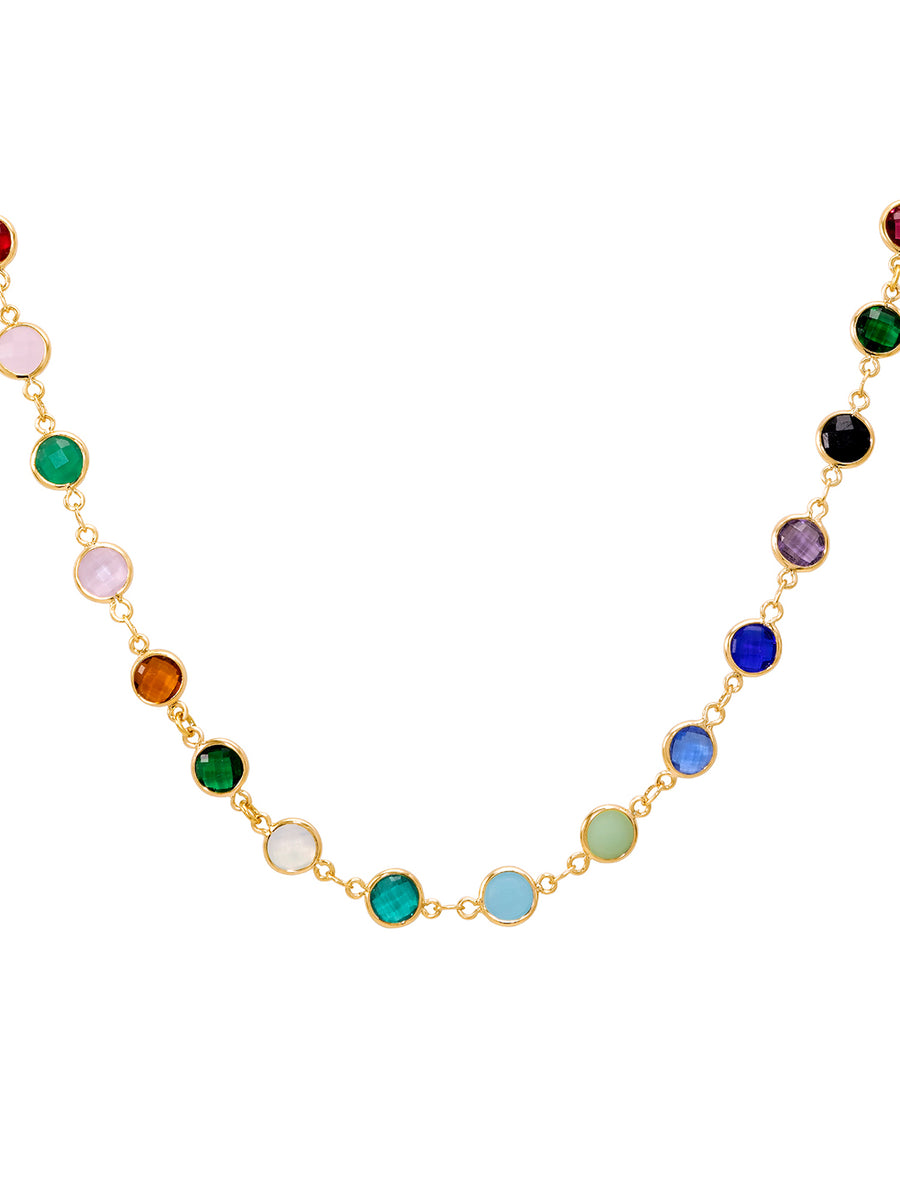 Peora Boho Rainbow Crystal Necklace