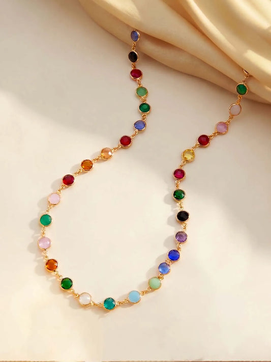 Peora Boho Rainbow Crystal Necklace