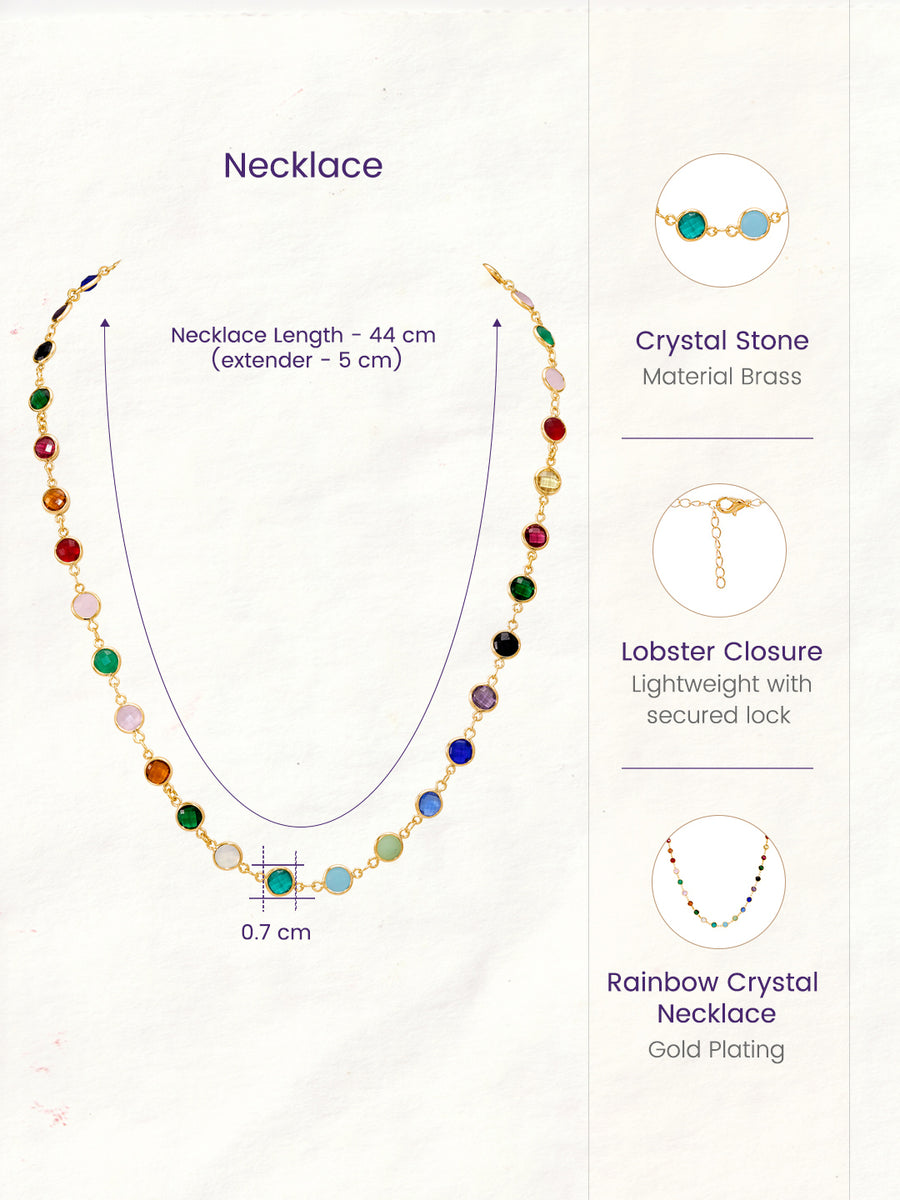 Peora Boho Rainbow Crystal Necklace