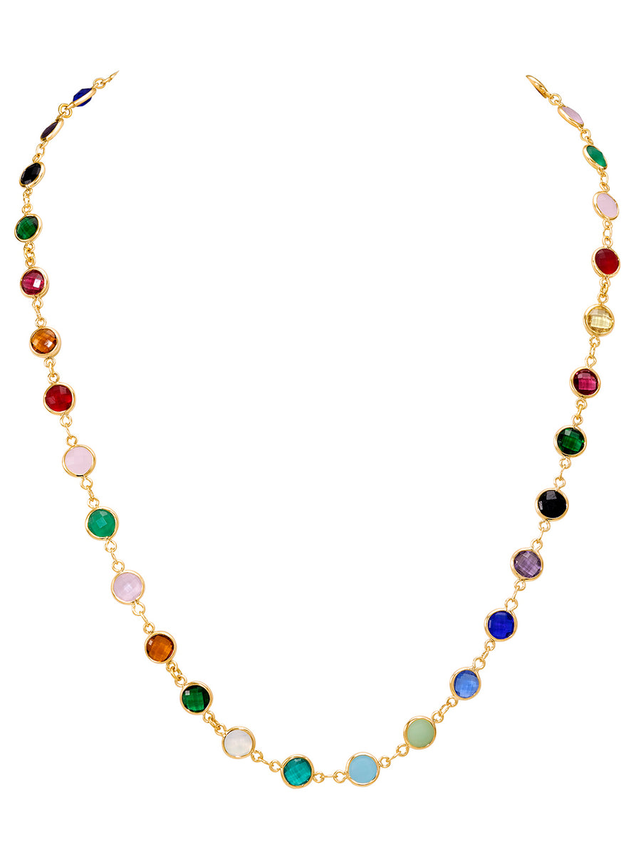 Peora Boho Rainbow Crystal Necklace