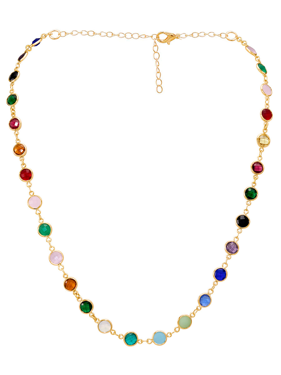 Peora Boho Rainbow Crystal Necklace