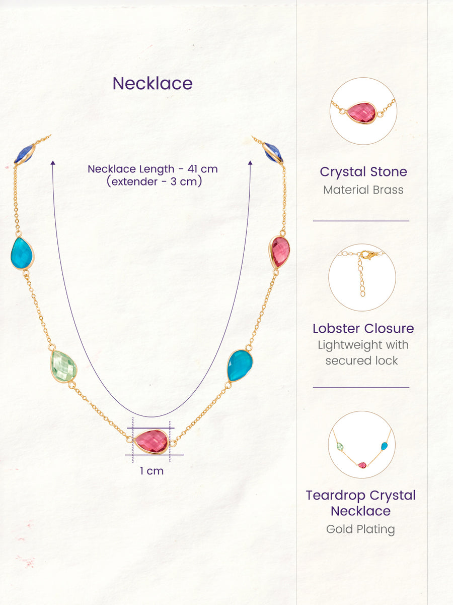 Peora Teardrop Boho Multi Crystal Necklace