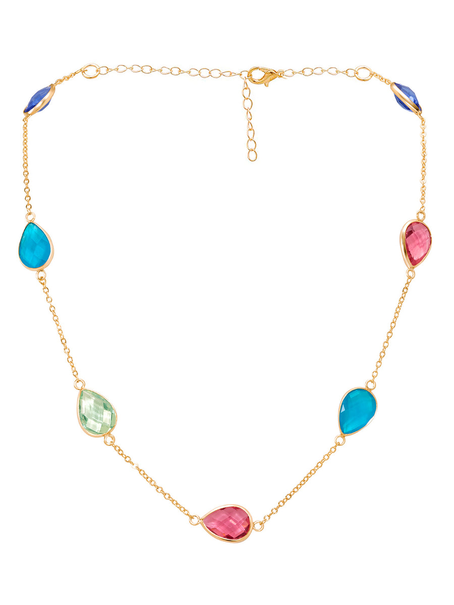 Peora Teardrop Boho Multi Crystal Necklace