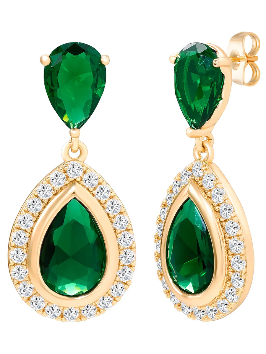 Peora Teardrop Green Bliss Drop Earrings