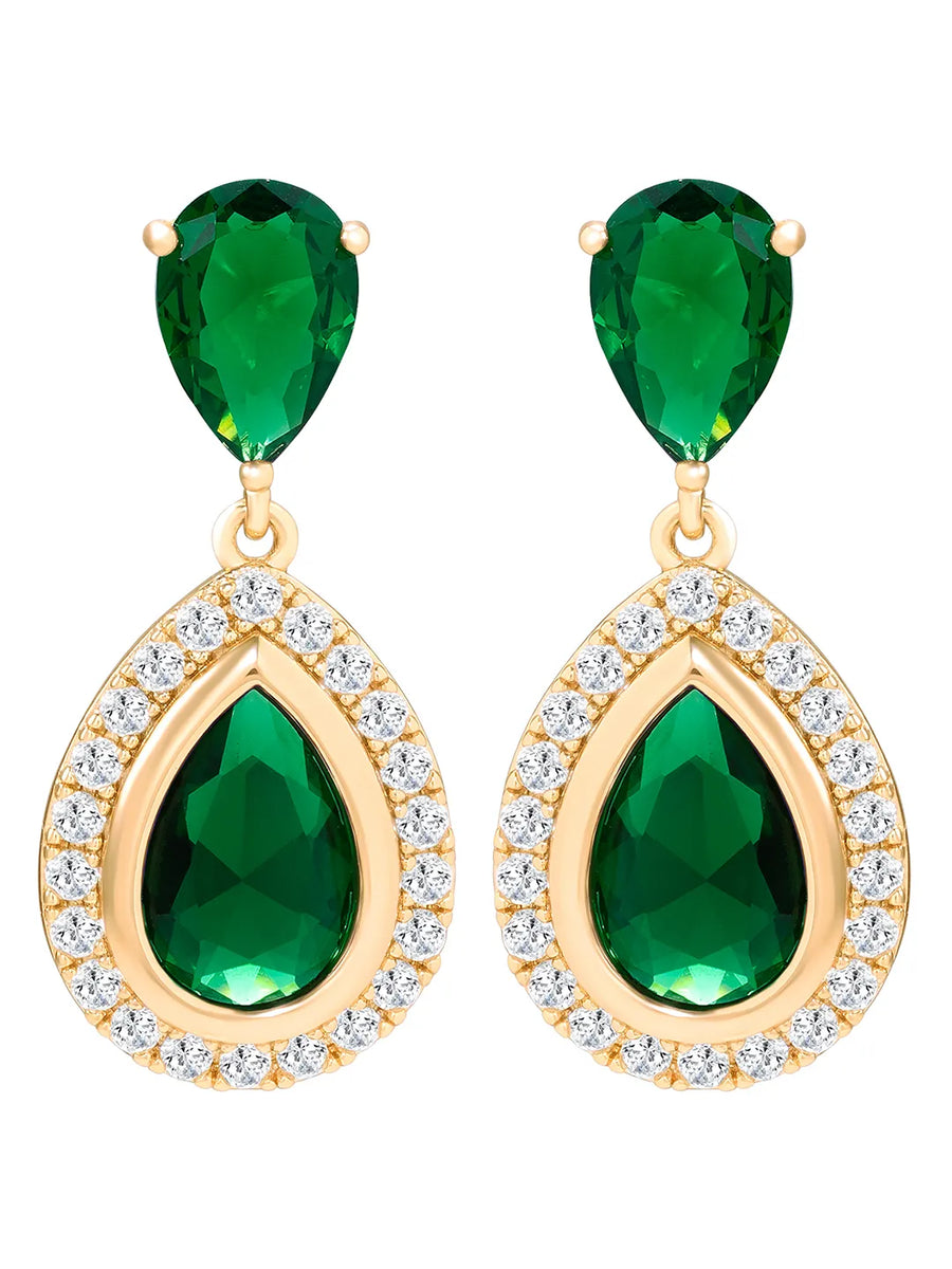 Peora Teardrop Green Bliss Drop Earrings