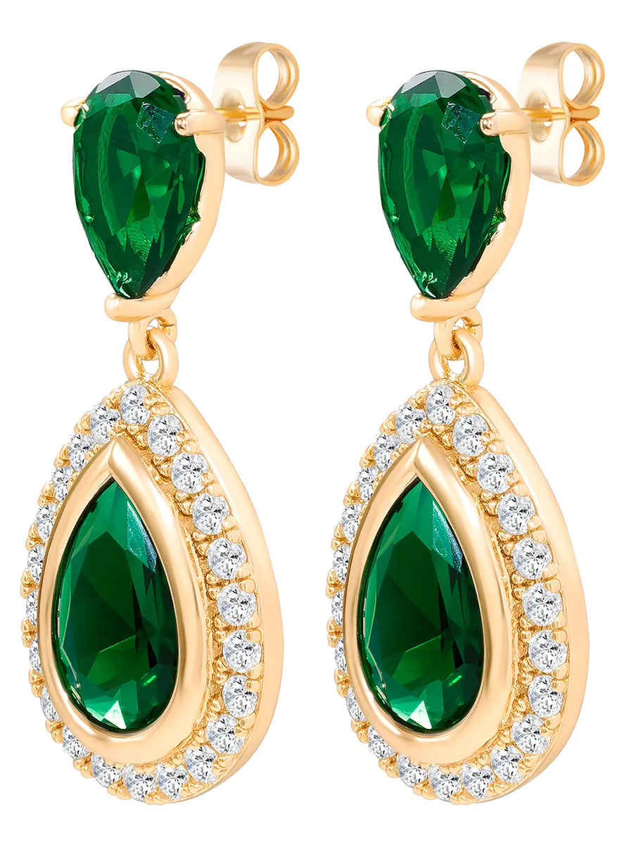 Peora Teardrop Green Bliss Drop Earrings