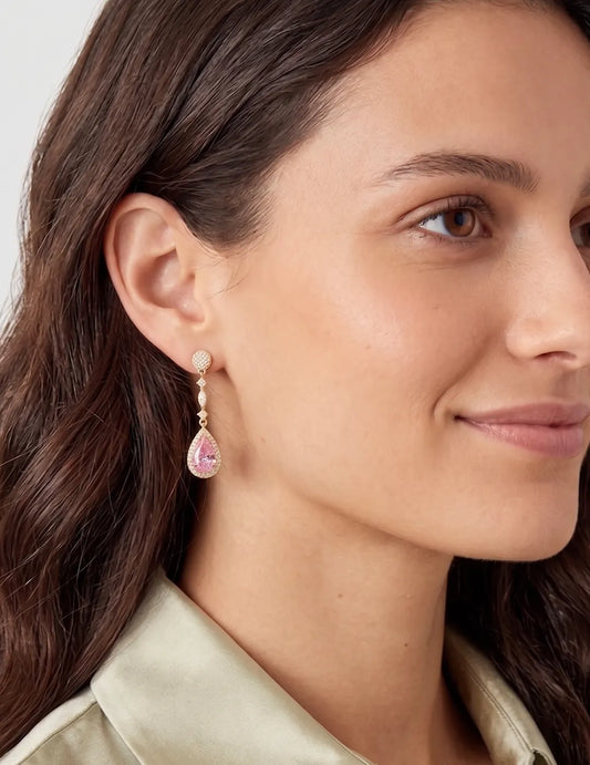 Peora Pretty in Rose Pink Drop Earring For Women