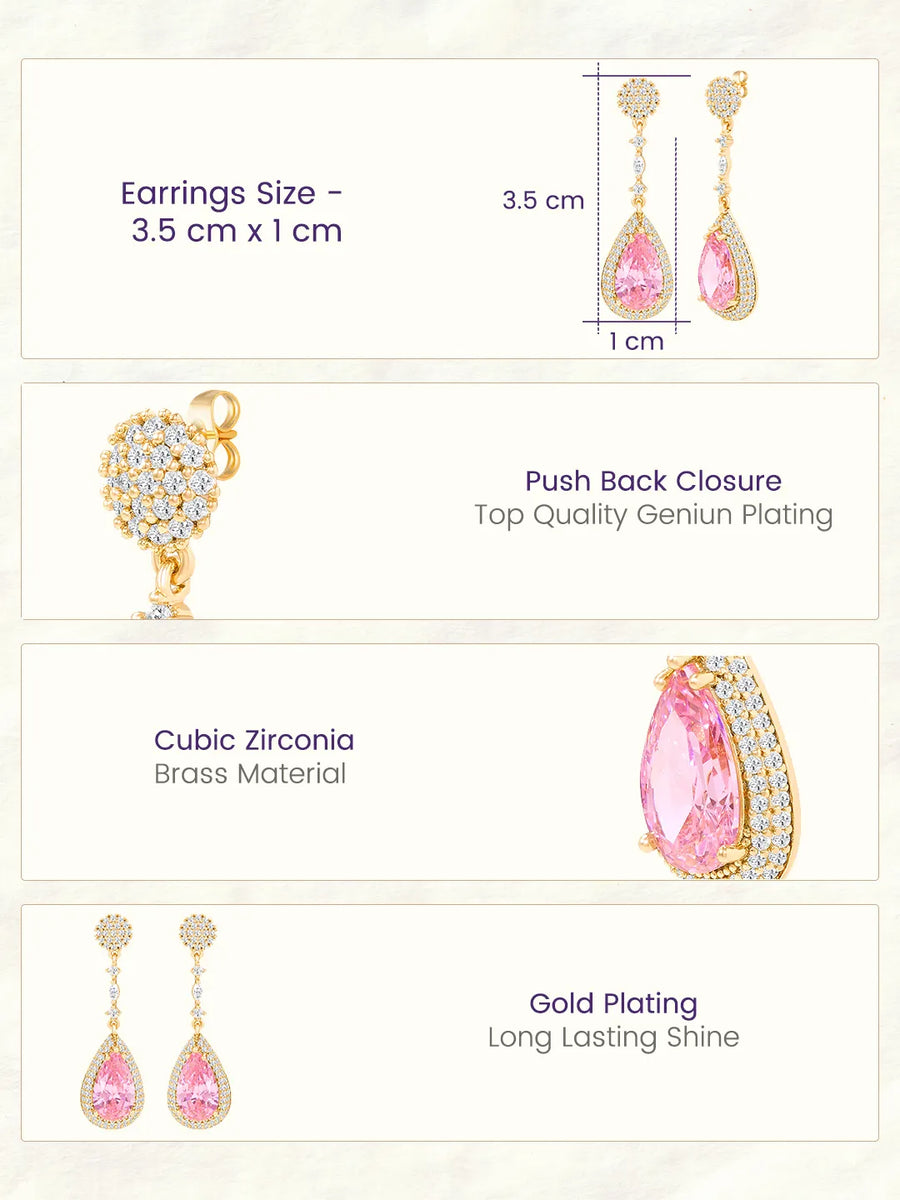 Peora Pretty in Rose Pink Drop Earring For Women