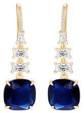 Peora Euphoria Dangle Blue Square Gold Earrings