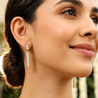 Peora Long CZ Vertical Bar Drop Earrings