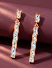 Peora Long CZ Vertical Bar Drop Earrings