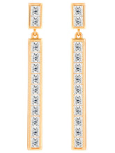 Peora Long CZ Vertical Bar Drop Earrings