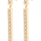 Peora Long CZ Vertical Bar Drop Earrings