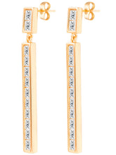 Peora Long CZ Vertical Bar Drop Earrings