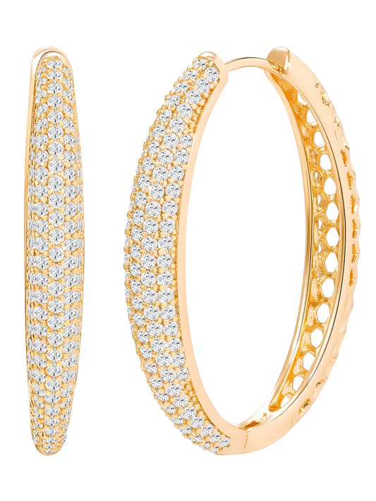 Peora Dreamy Zircon Cascade Gold Oval Hoops