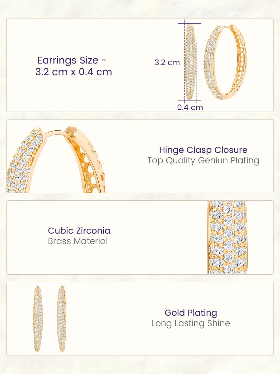 Peora Dreamy Zircon Cascade Gold Oval Hoops