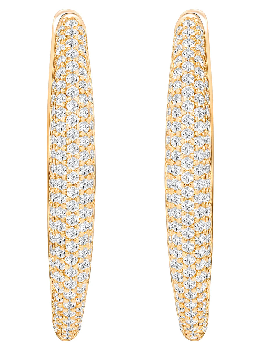 Peora Dreamy Zircon Cascade Gold Oval Hoops