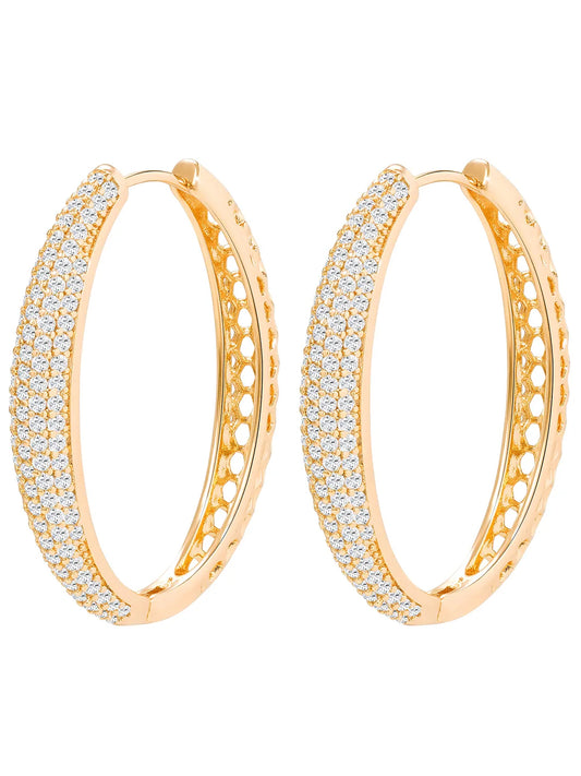 Peora Dreamy Zircon Cascade Gold Oval Hoops